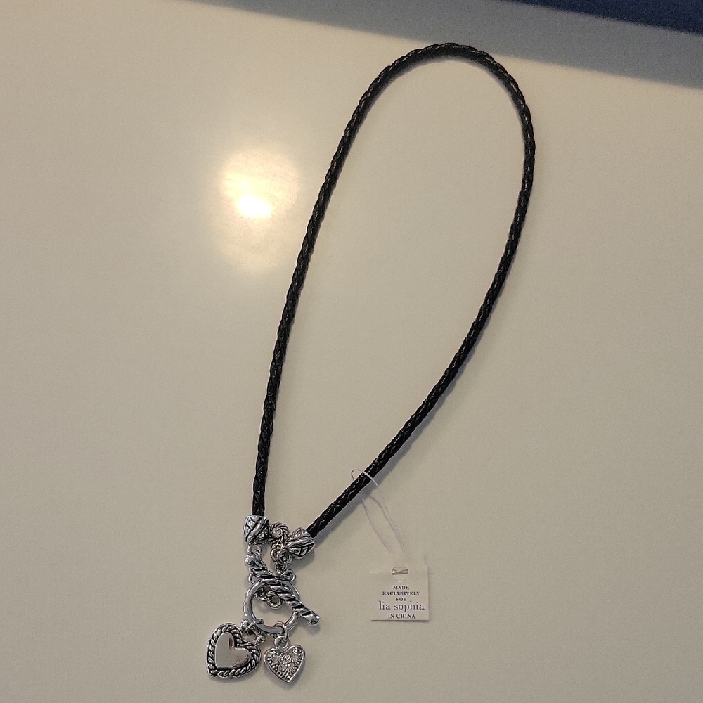 Lia Sophia Black and Silver Geometric Necklace